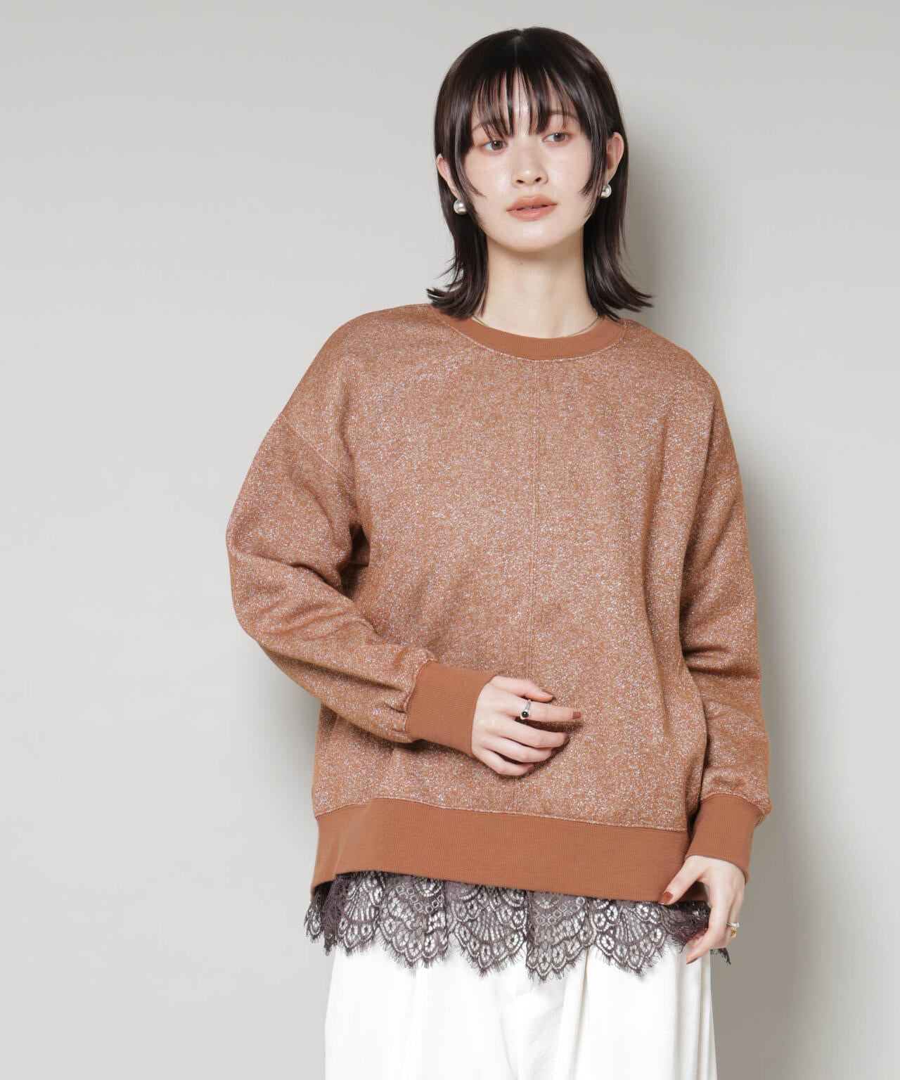 ラメ裏毛トップス 6735223318