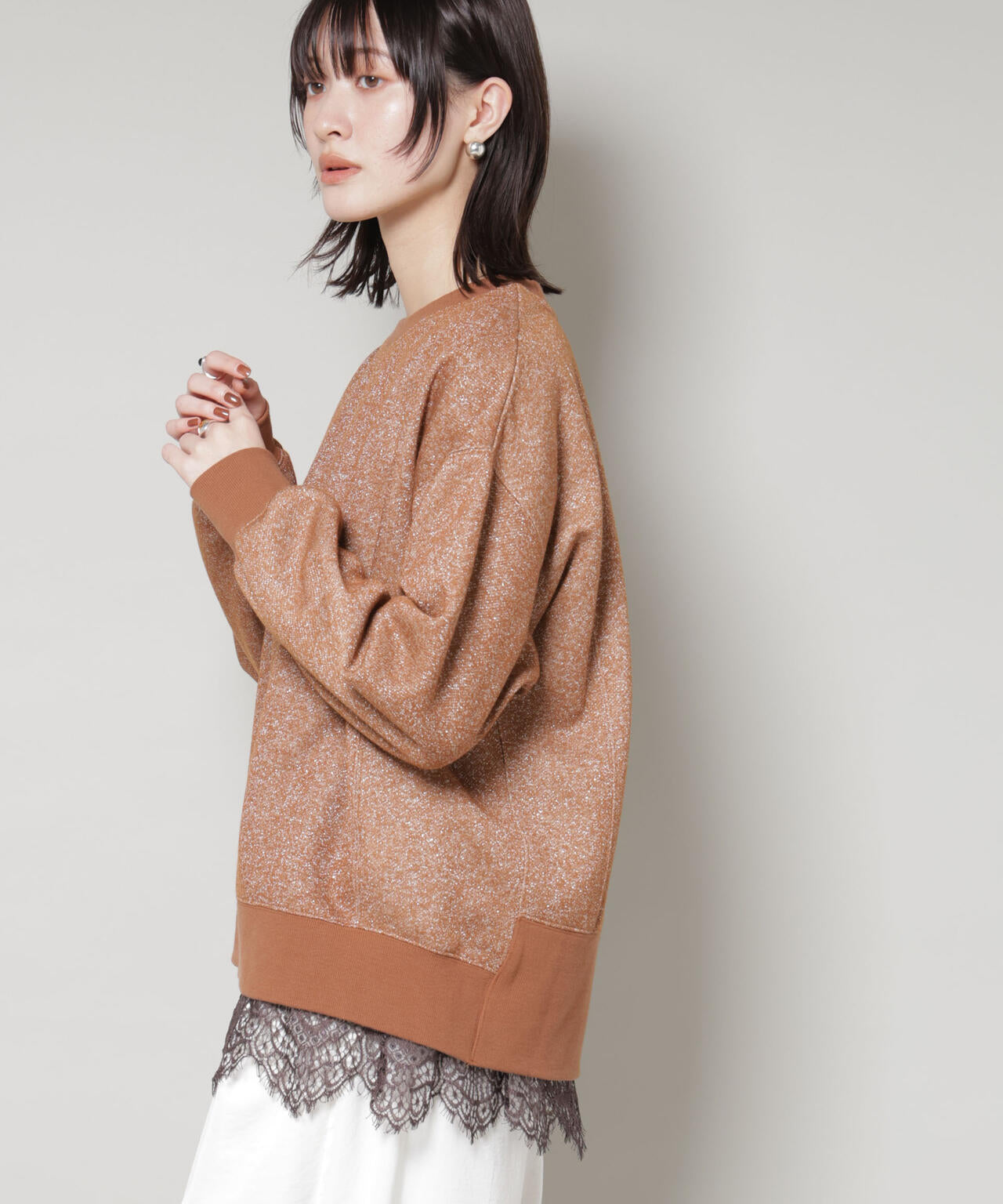 ラメ裏毛トップス 6735223318