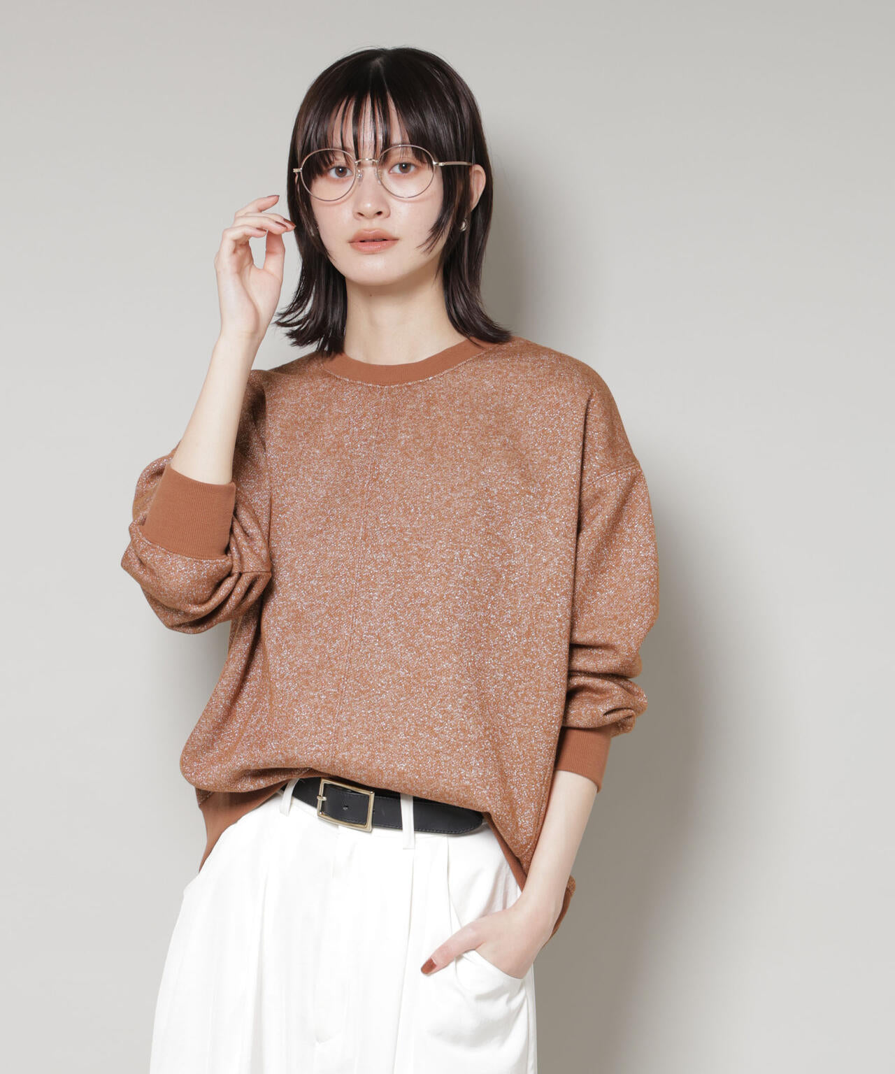 ラメ裏毛トップス