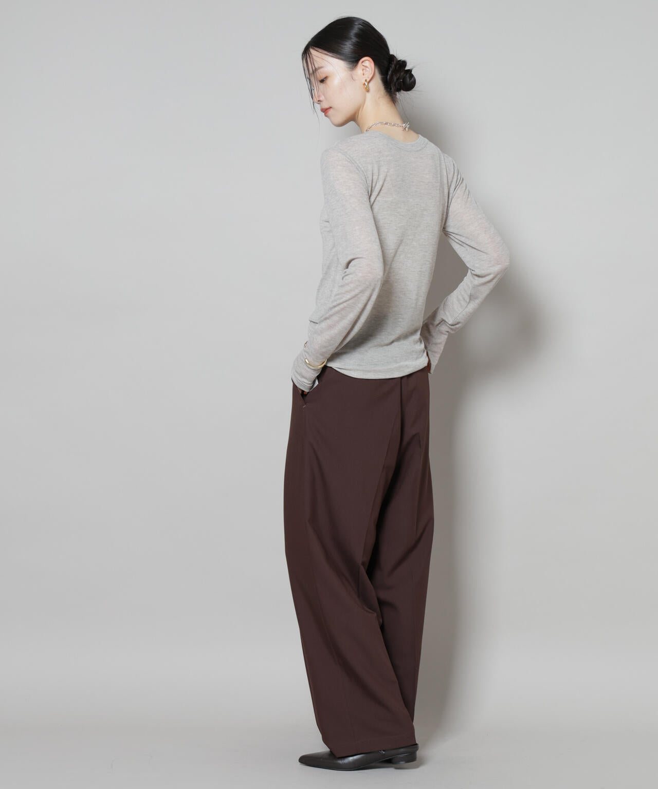 ワンタック センタープレス ストレート パンツ ( セットアップ 可)