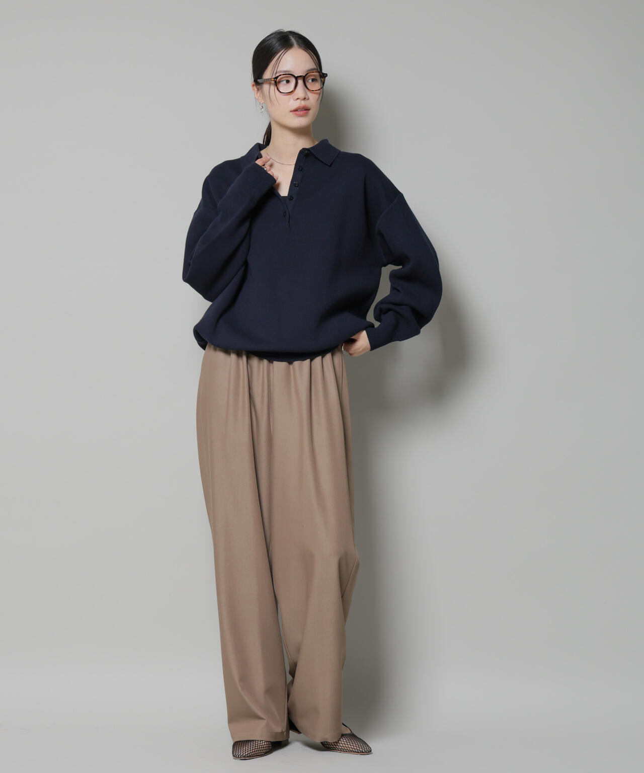 ウエストシャーリングゴムTRワイドパンツ 6735227313