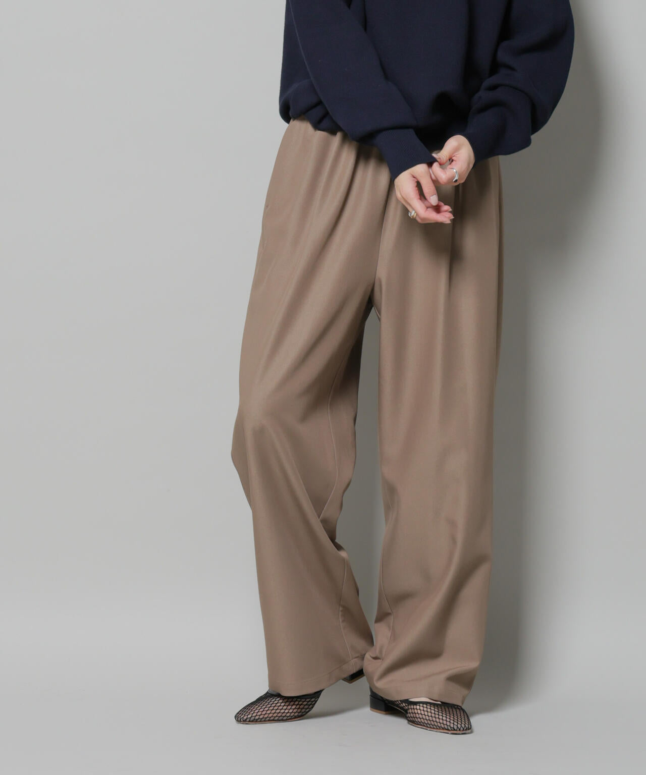 ウエストシャーリングゴムTRワイドパンツ 6735227313