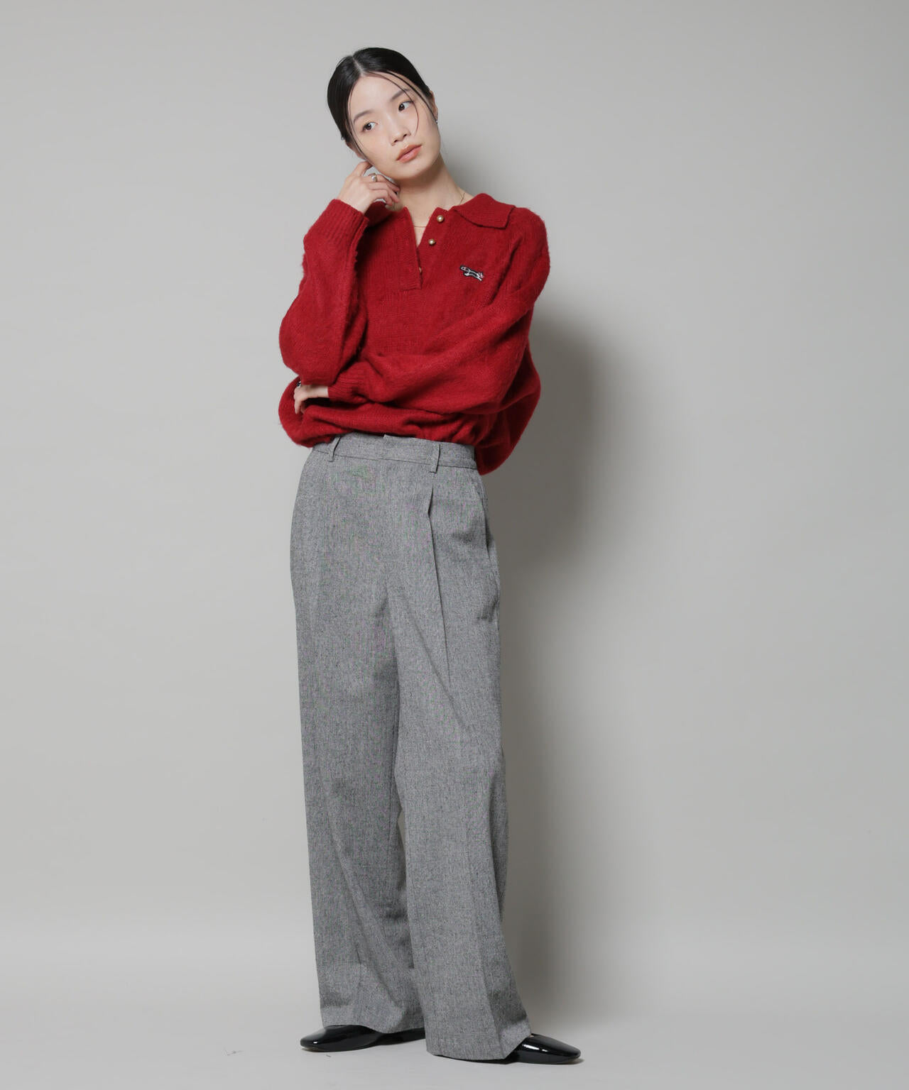 ツイードワンタックパンツ 6735227314