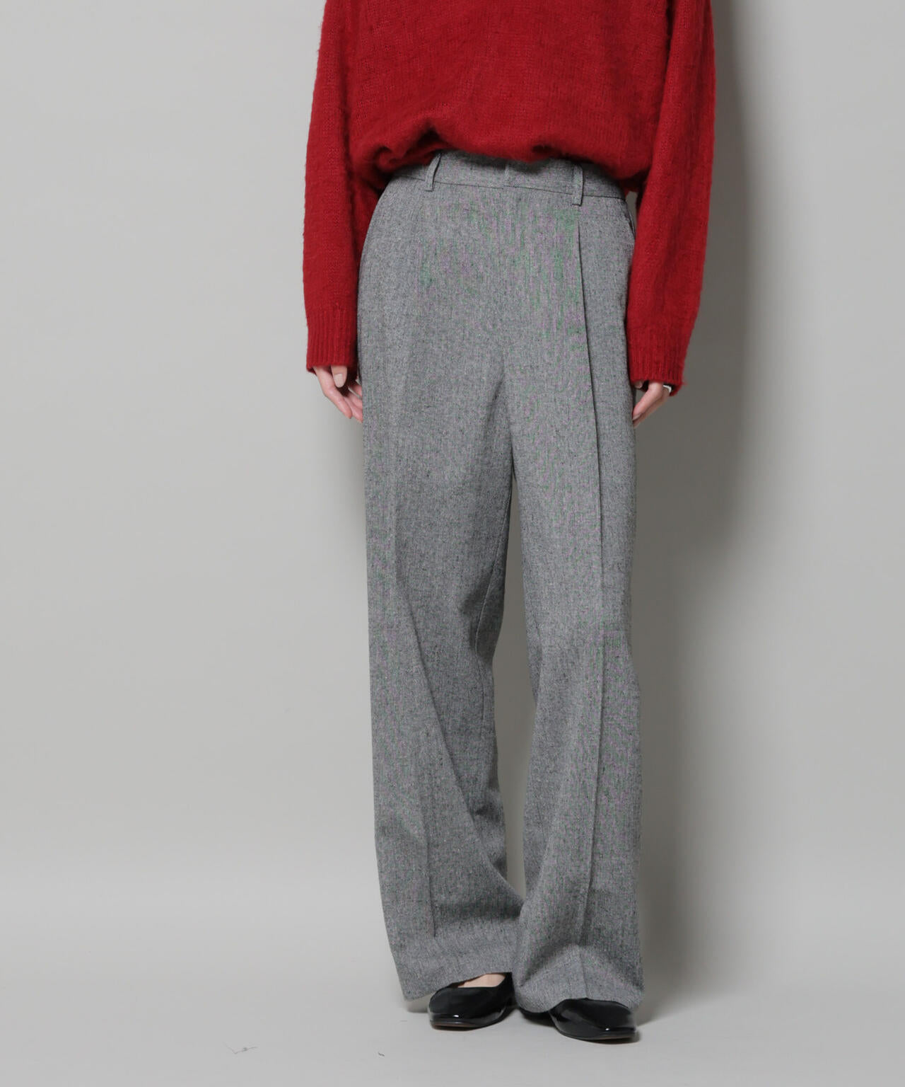 レディース ツイード ワンタックパンツ ツイード ワンタック パンツ