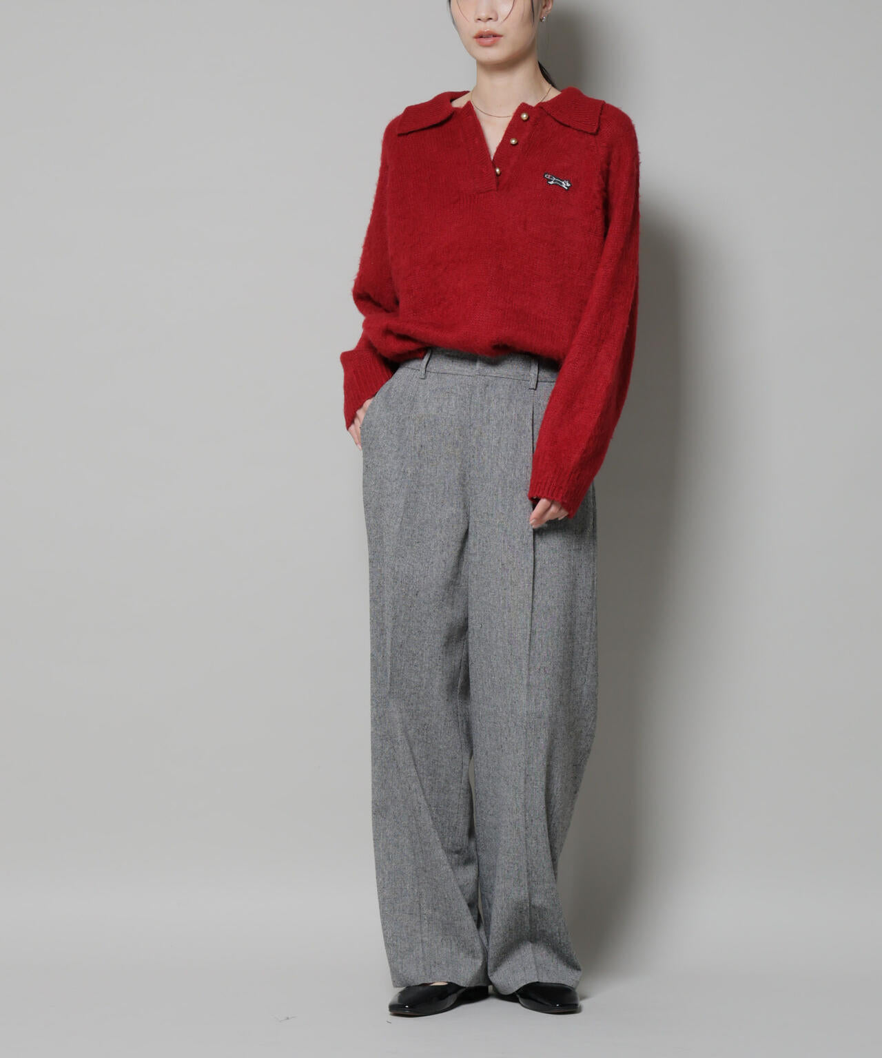 ツイードワンタックパンツ