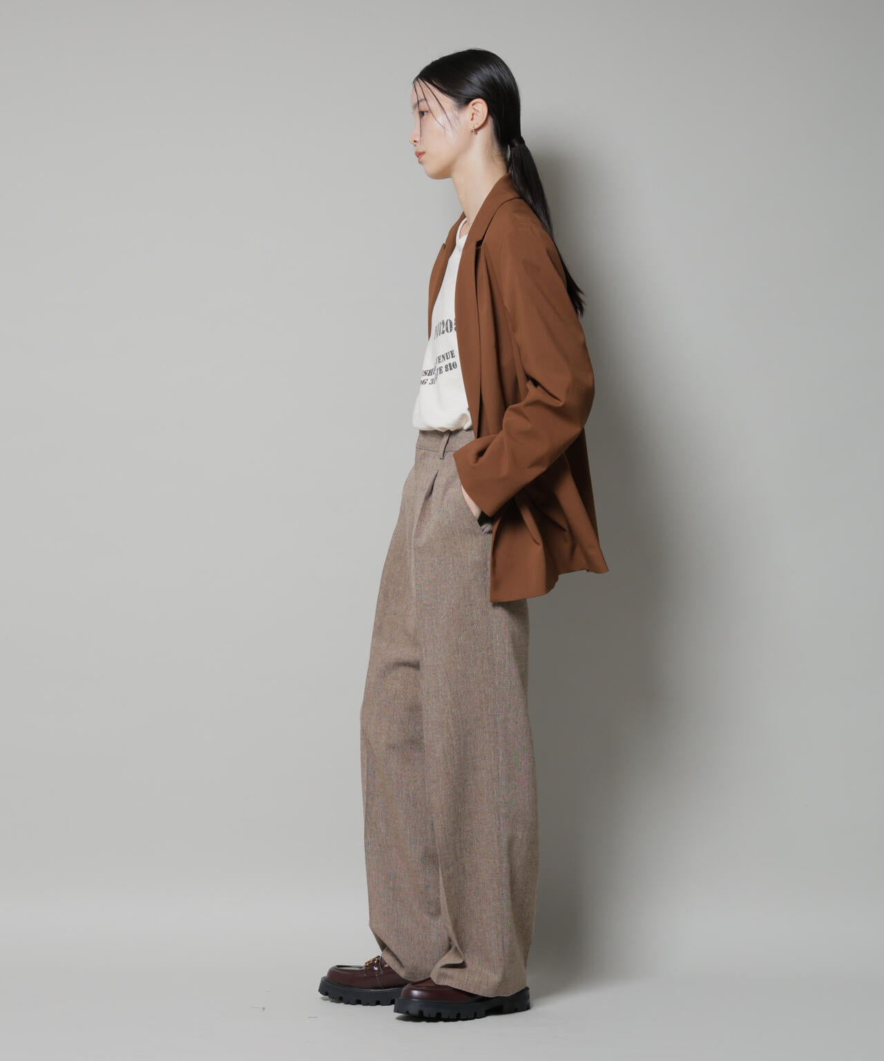 レディース ツイード ワンタックパンツ ツイード ワンタック パンツ