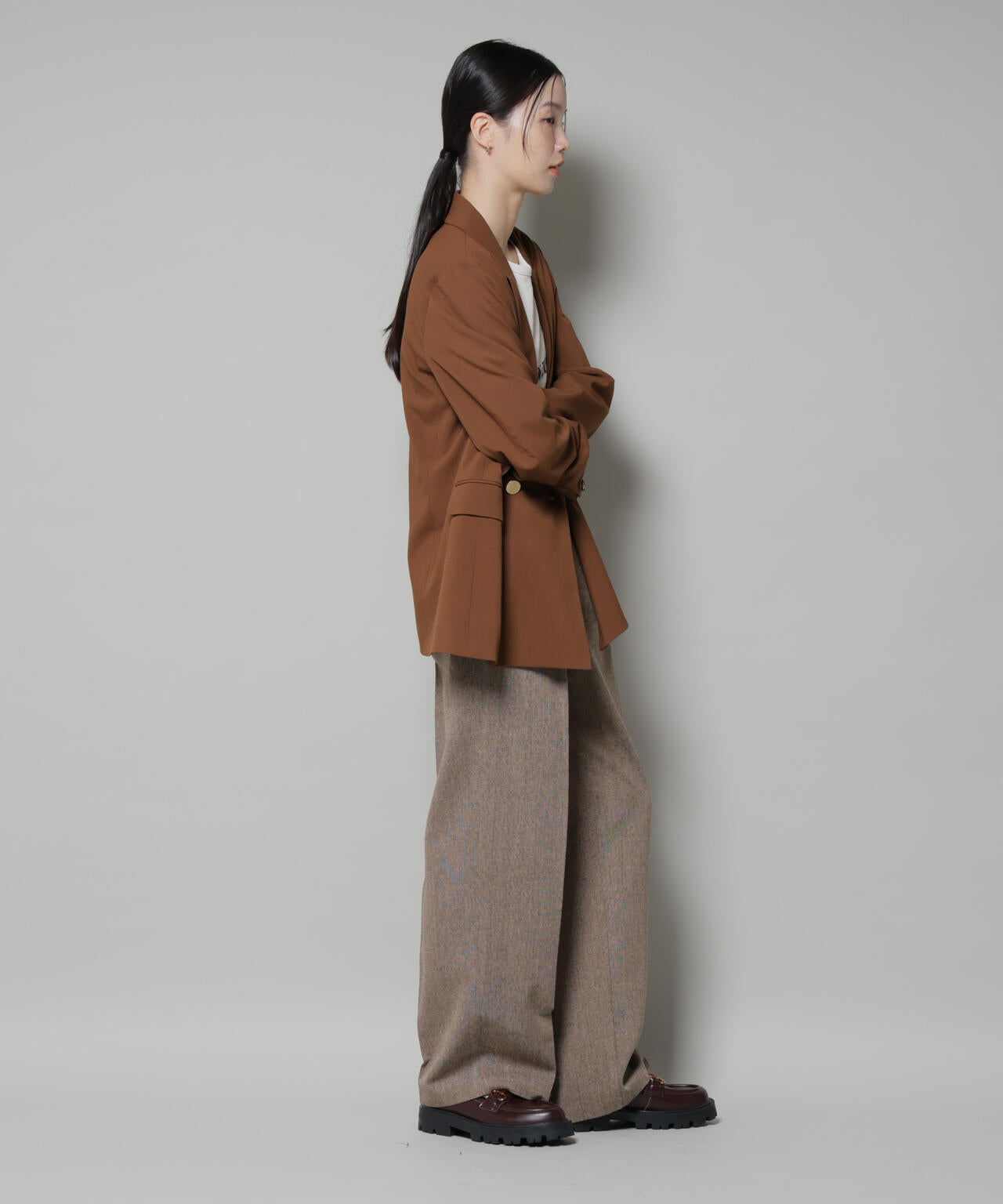 ツイード ワンタック パンツ