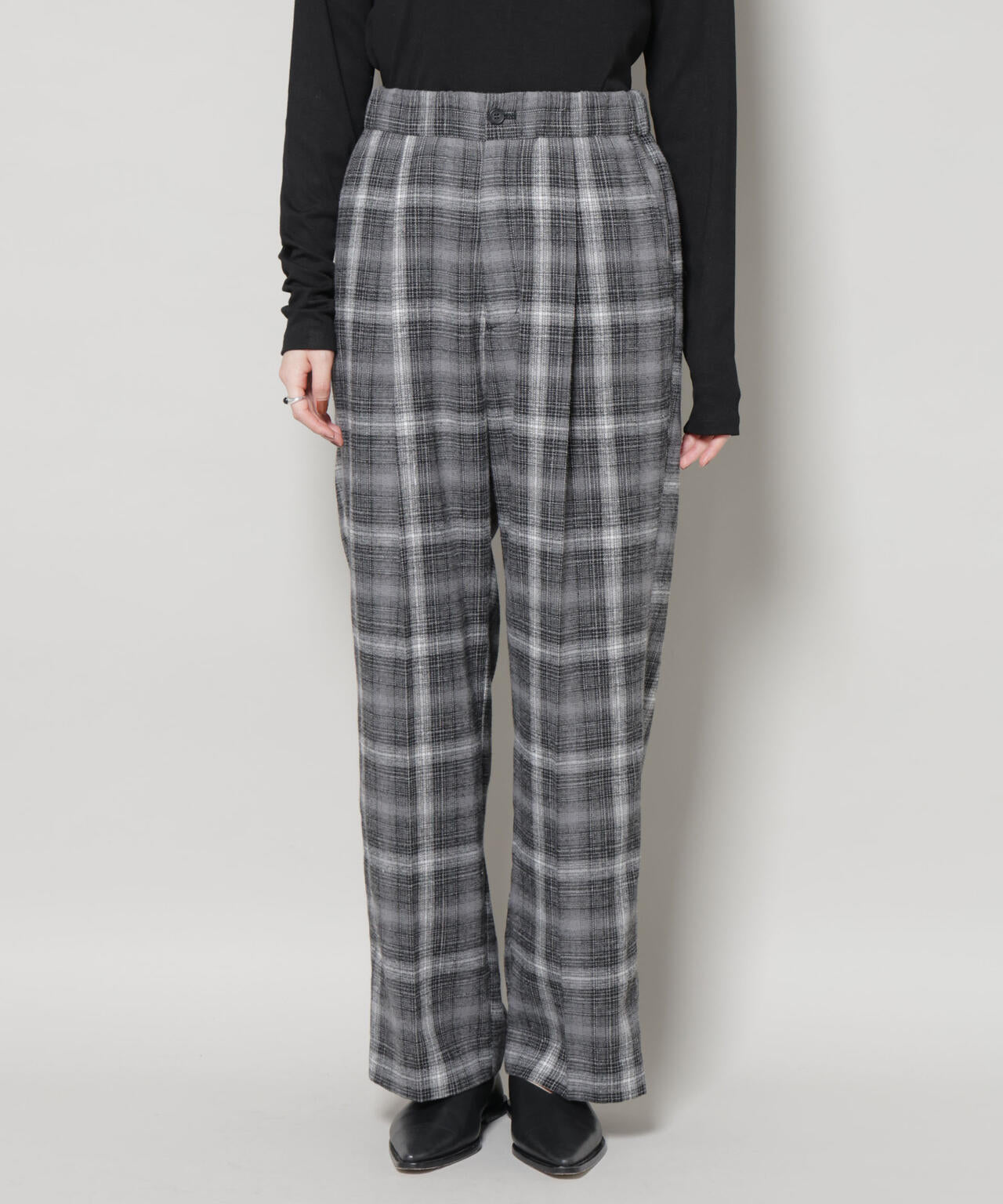 オンブレーチェック タックパンツ ( セットアップ 可)