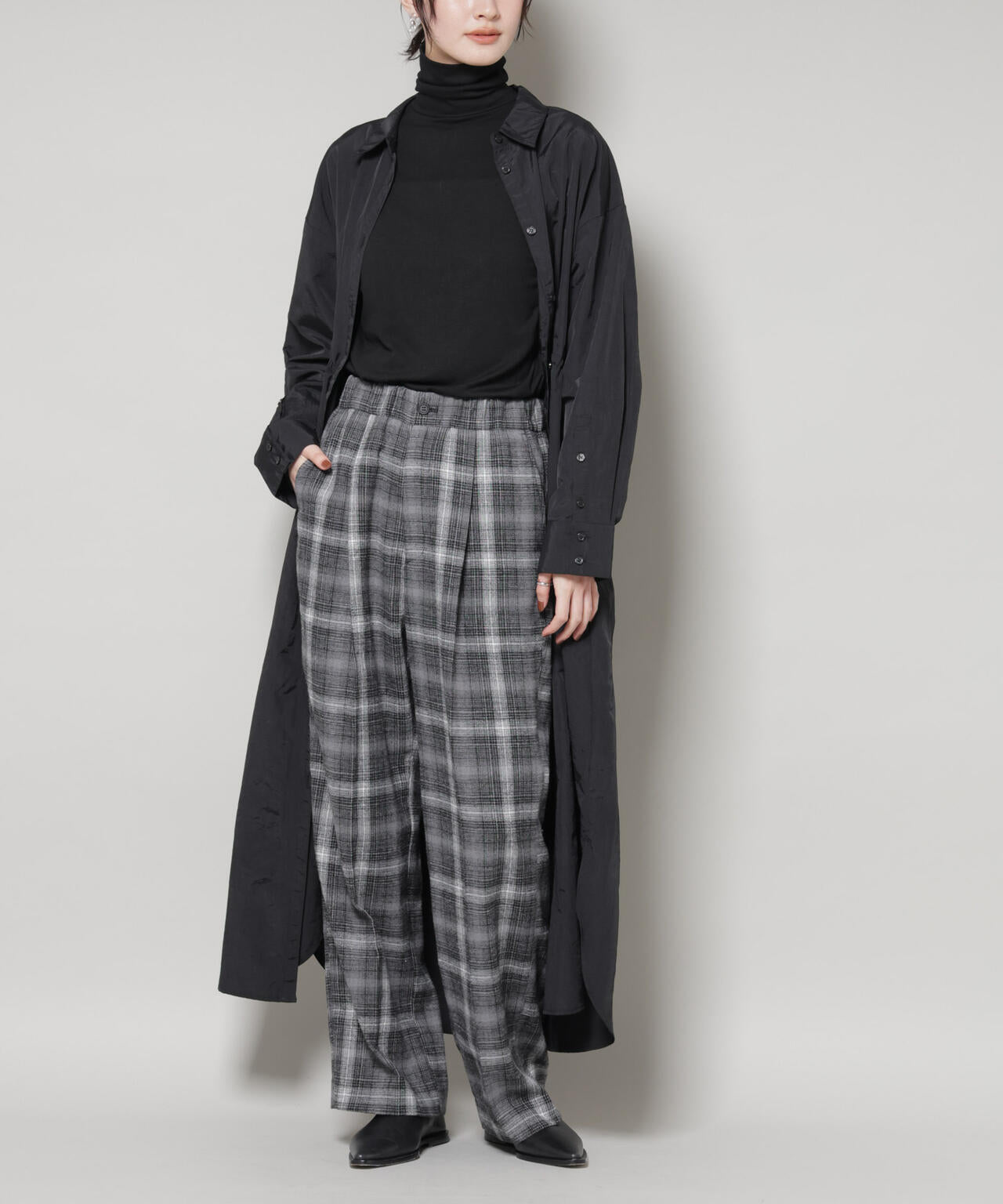 オンブレーチェックタックパンツ(セットアップ可)