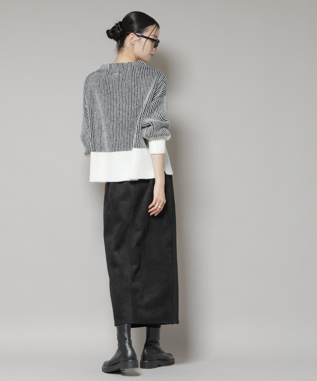 カット スエード サイドニットライン ナロー スカート ( セットアップ 可 )