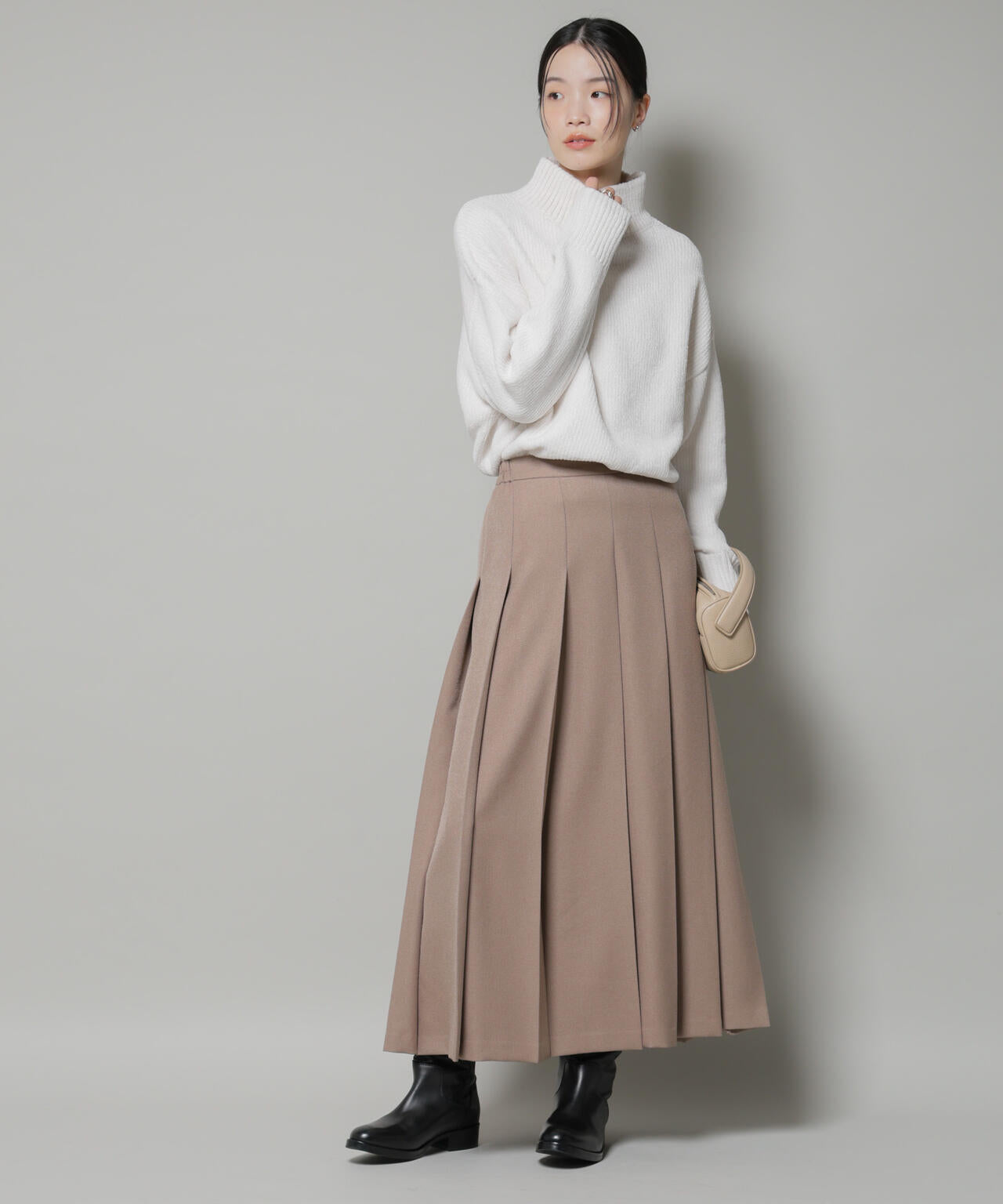 ワイド プリーツ ロングスカート