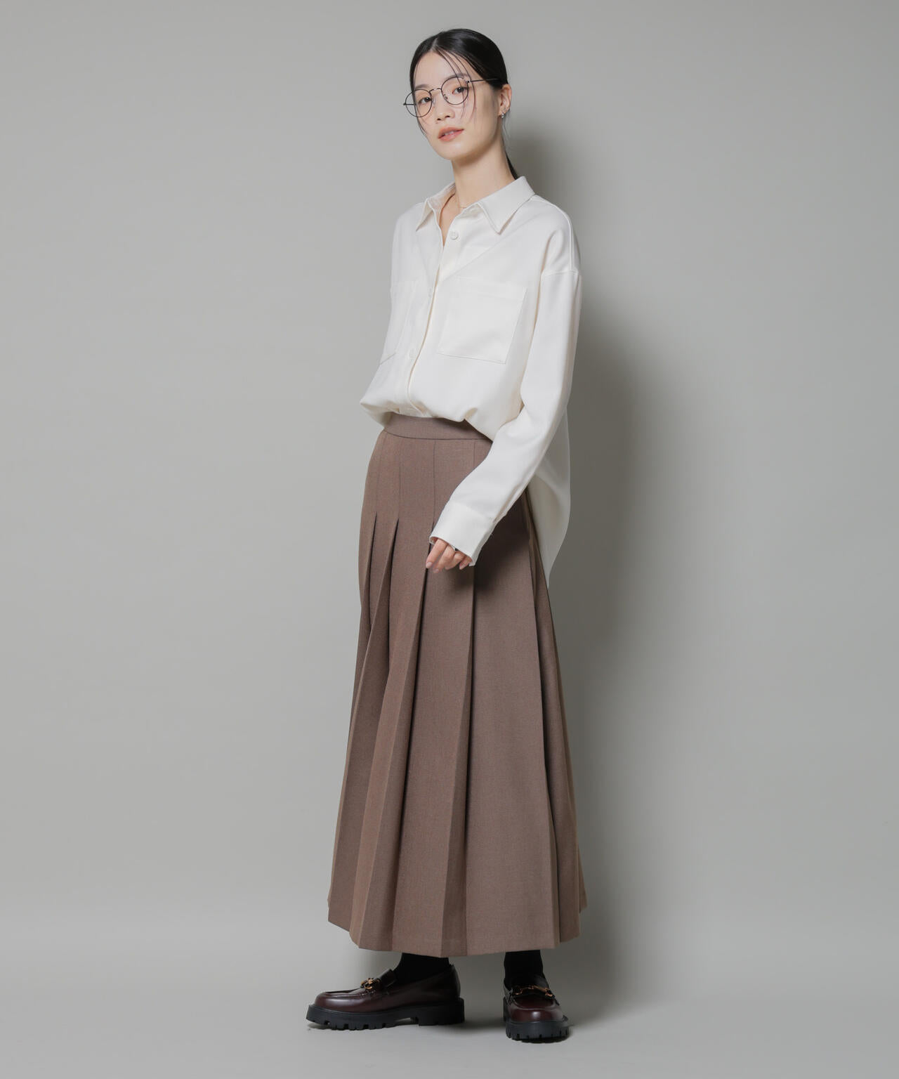 ワイド プリーツ ロングスカート