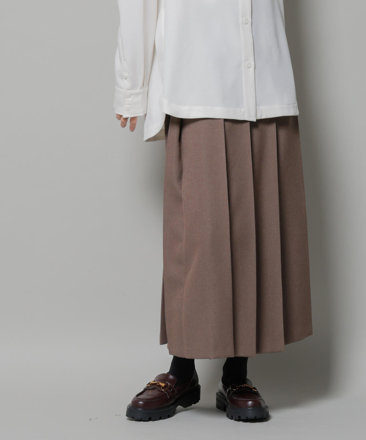 ワイド プリーツ ロングスカート