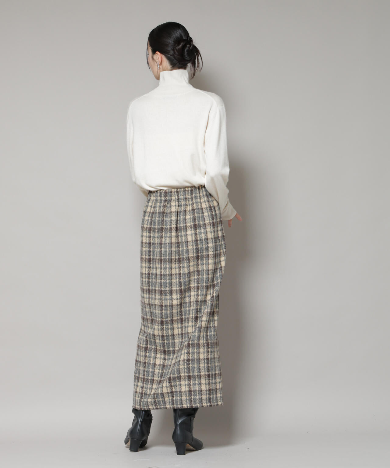 チェック フリンジ ラップ風 スカート ( セットアップ 可)