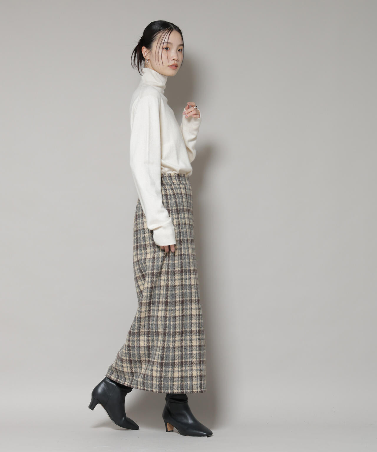 チェック フリンジ ラップ風 スカート ( セットアップ 可)