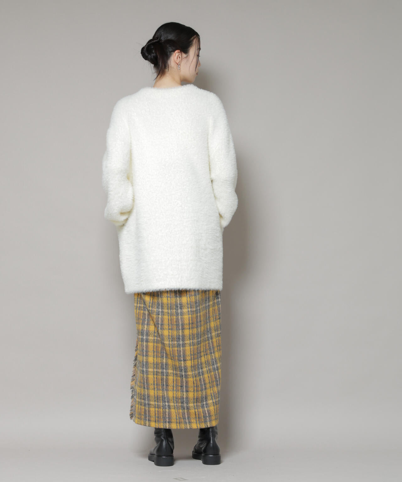 チェック フリンジ ラップ風 スカート ( セットアップ 可)