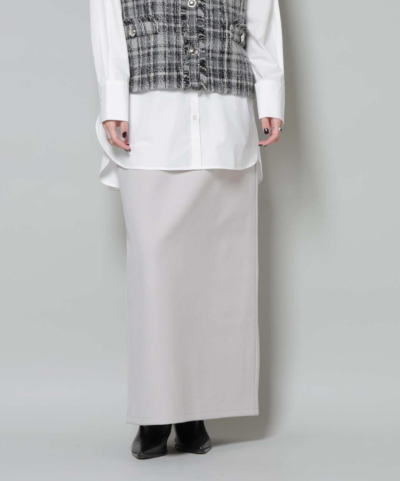 ソフトメルトンジャージーナローロングスカート(セットアップ可) 6735230318