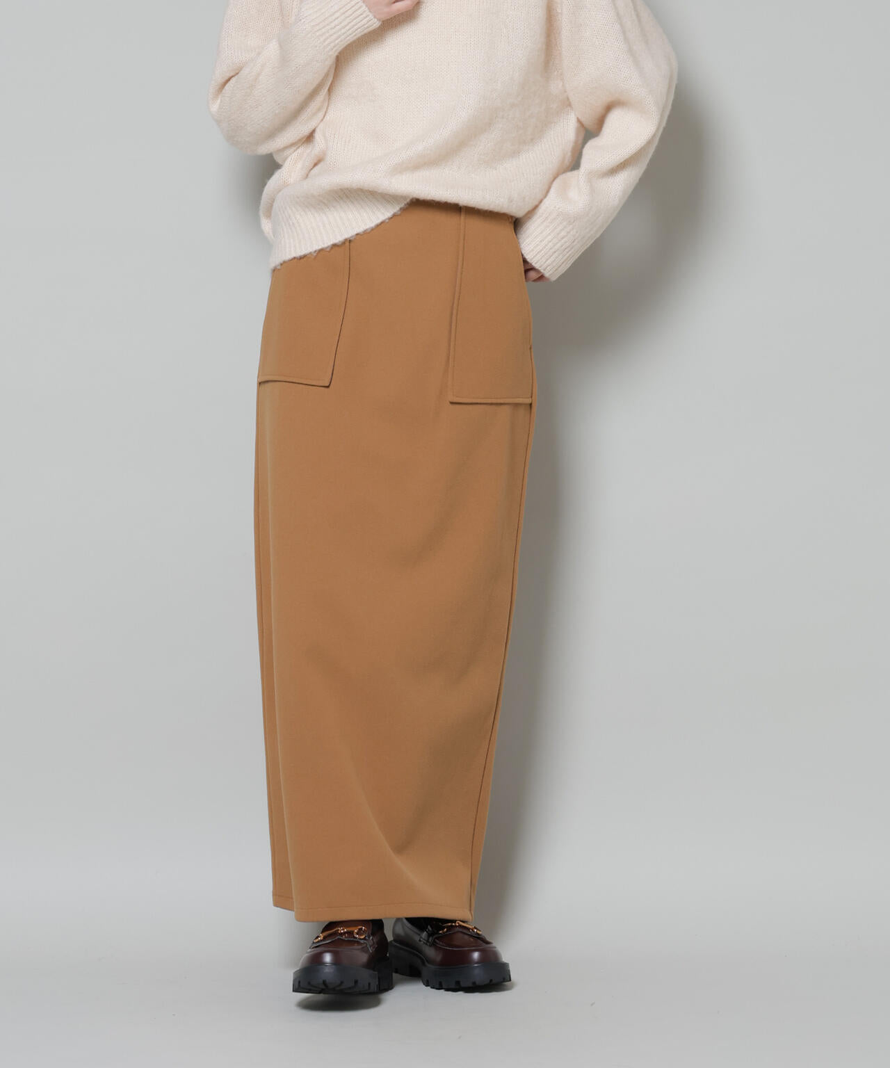 ソフトメルトンジャージーナローロングスカート(セットアップ可) 6735230318