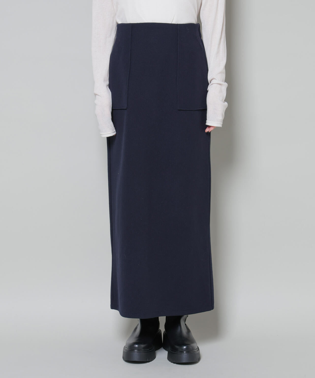 ソフトメルトン ジャージー ナローロングスカート ( セットアップ 可)