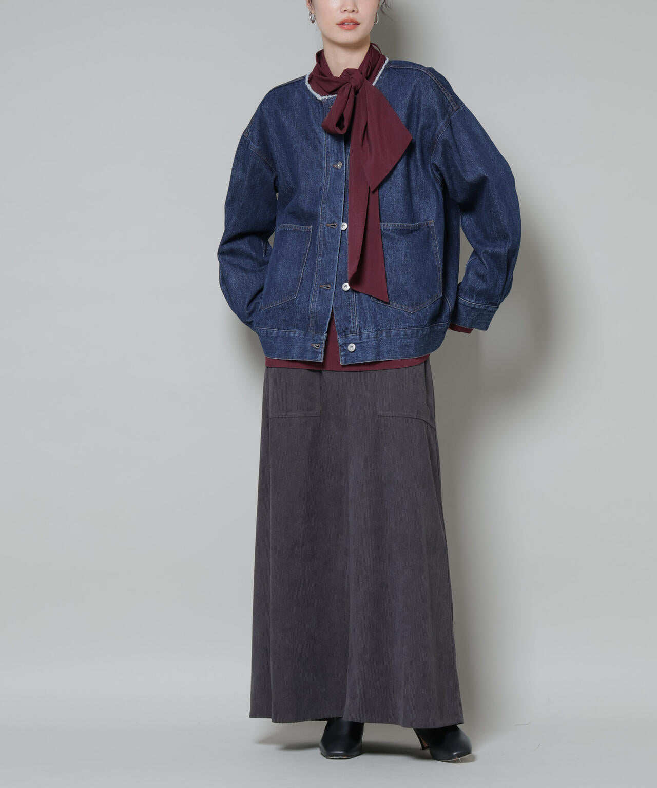 ソフト コーデュロイ マキシスカート