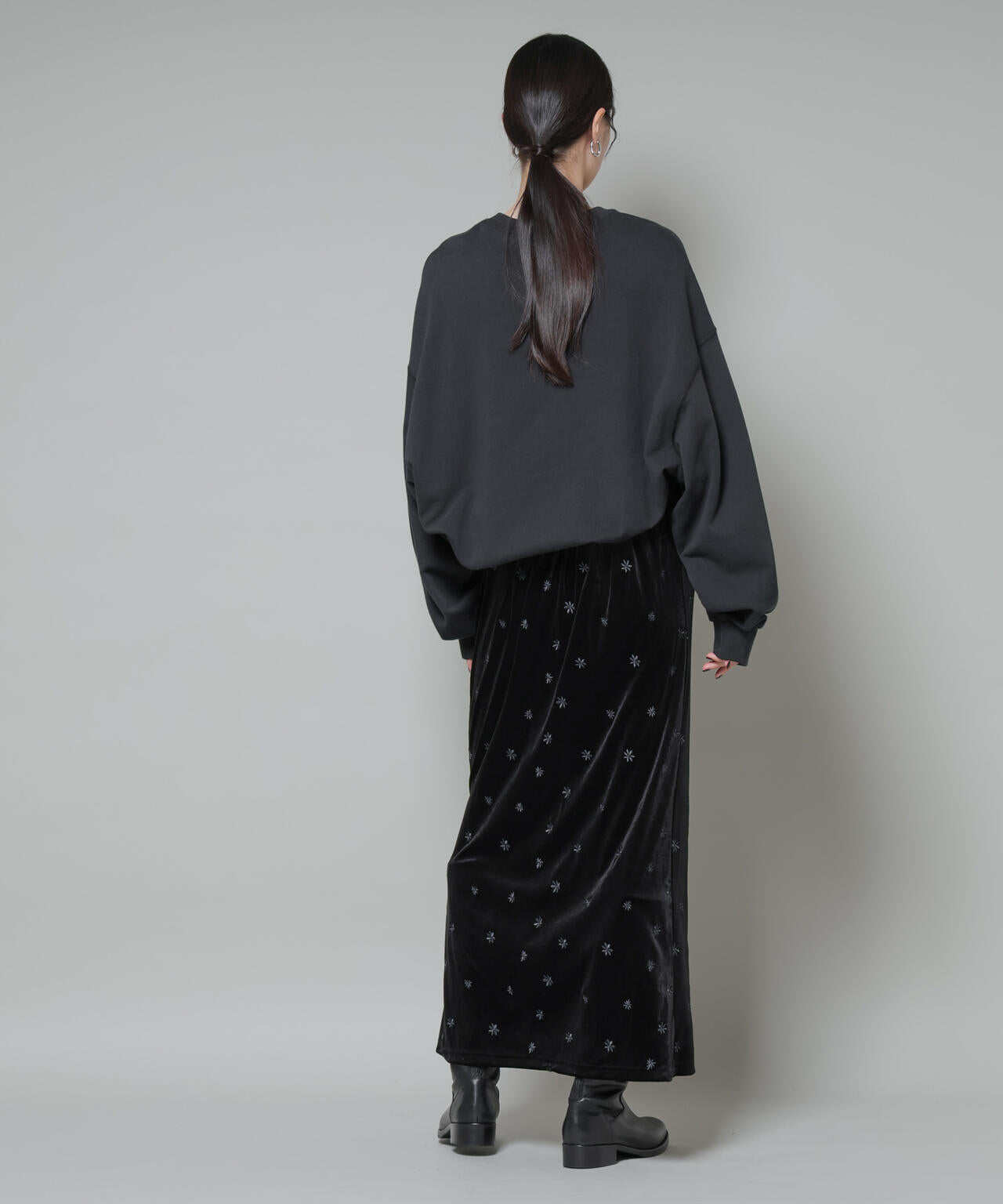 刺繍ベロアカットナロースカート(セットアップ可) 6735230320