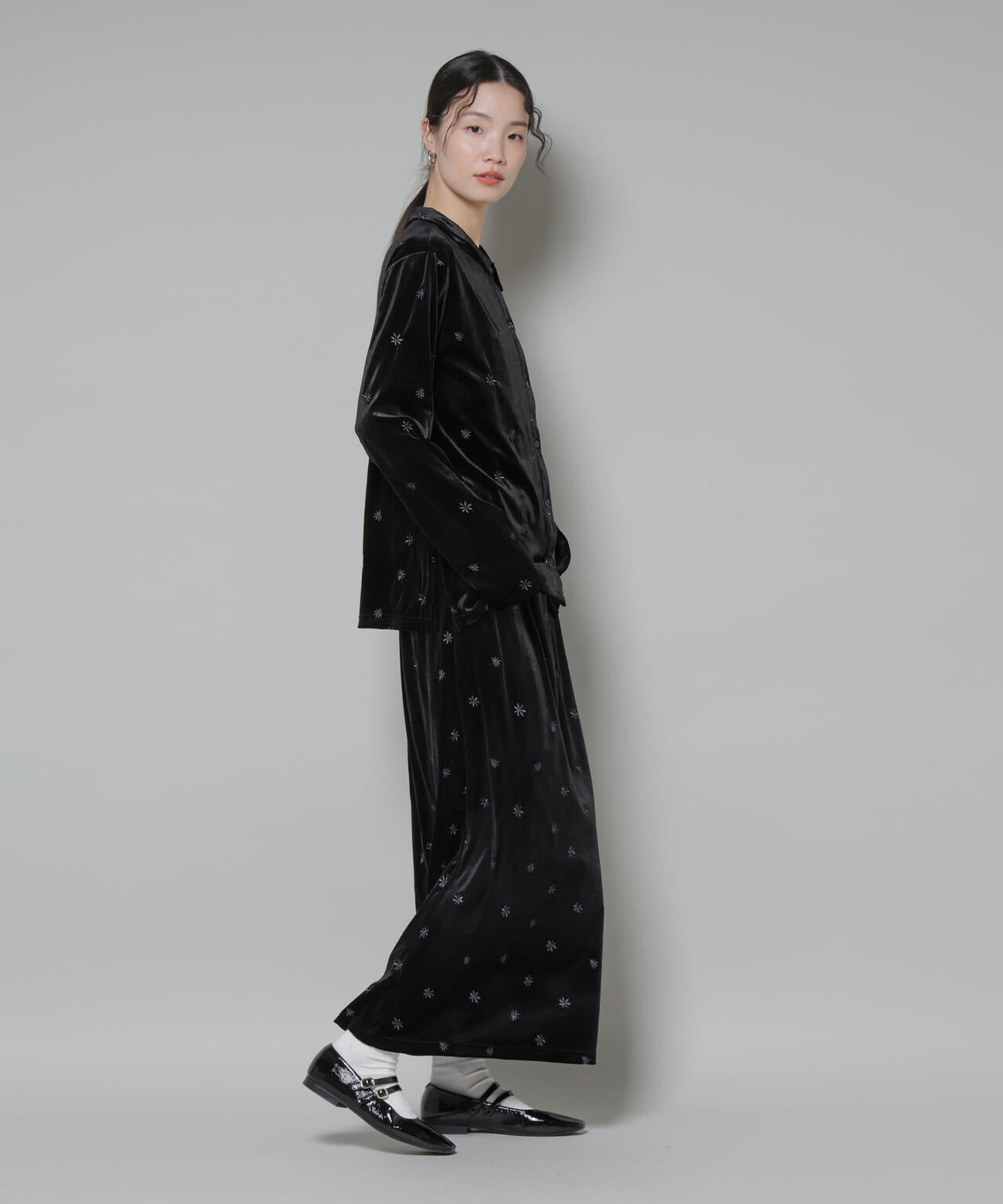 刺繍ベロアカットナロースカート(セットアップ可) 6735230320