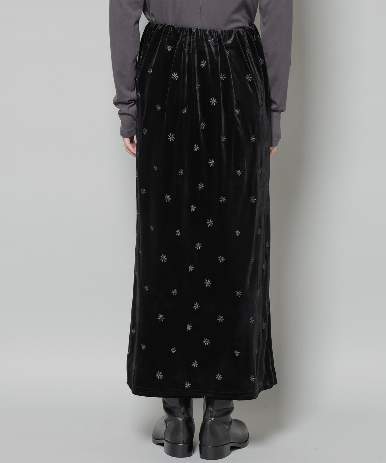 刺繍ベロアカットナロースカート(セットアップ可) 6735230320