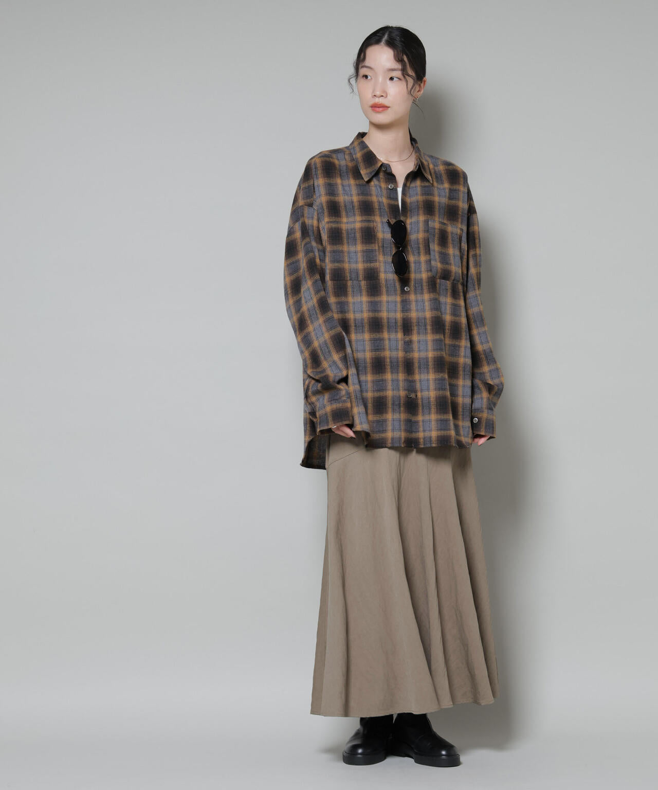 切り替え 裾 フレア スカート