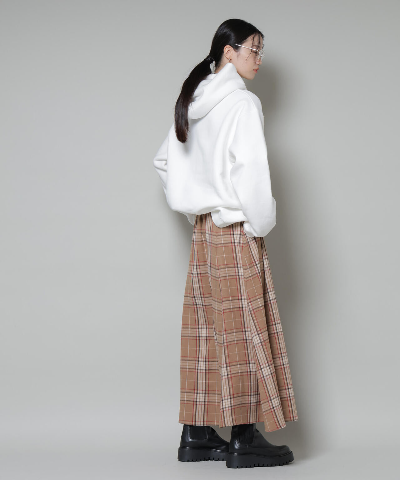 起毛チェックタックフレアスカート 6735230323