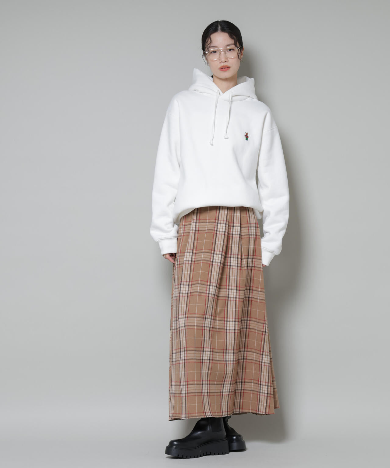 起毛チェックタックフレアスカート 6735230323