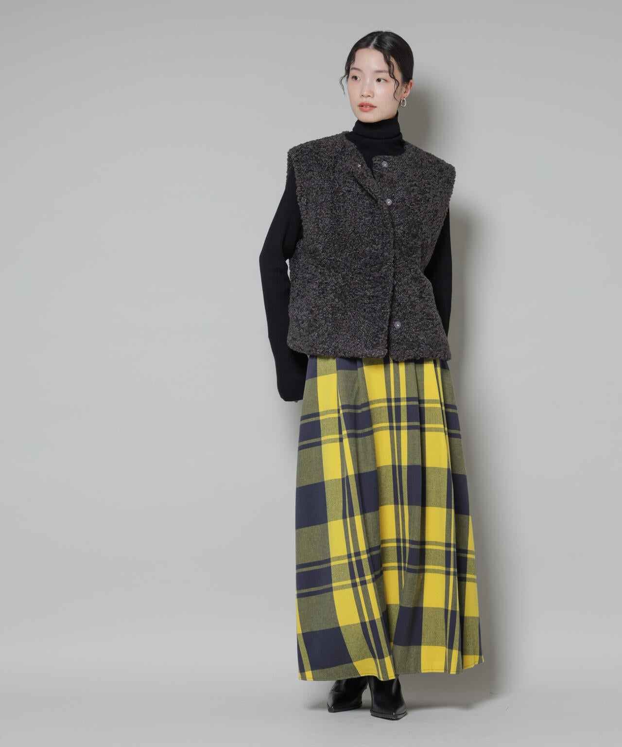起毛チェックタックフレアスカート 6735230323