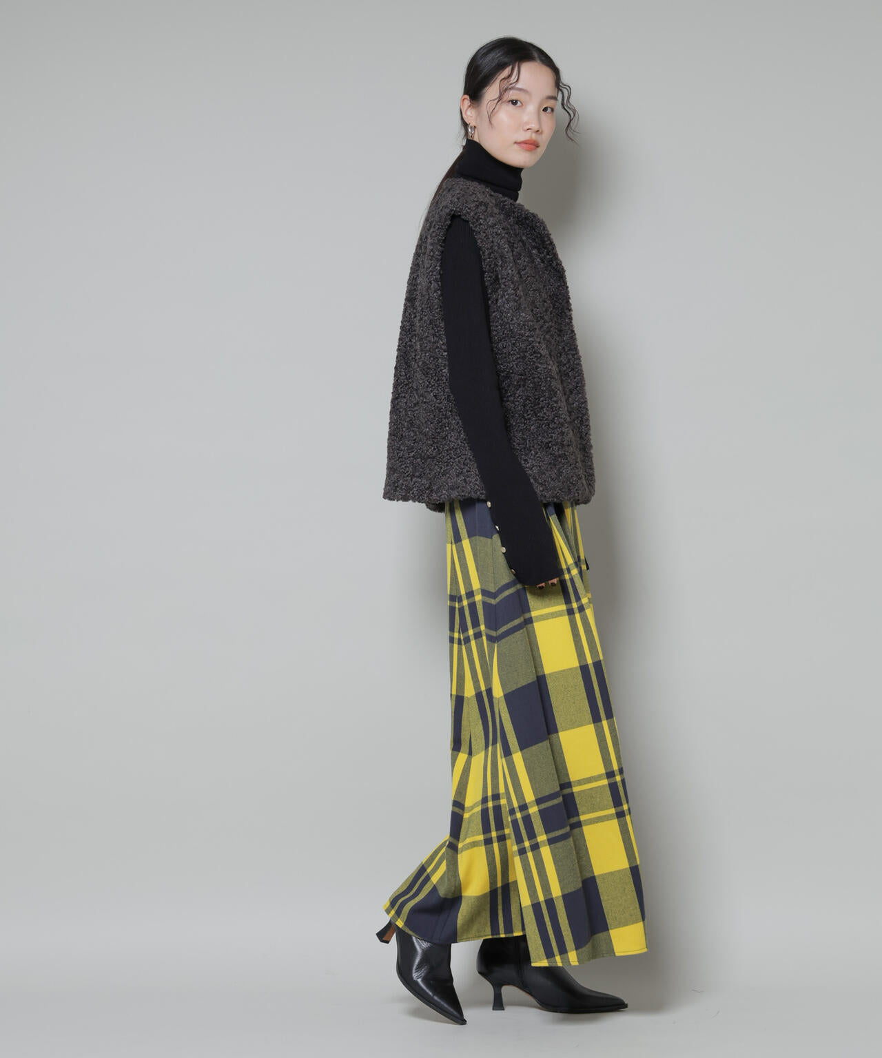 起毛チェックタックフレアスカート 6735230323