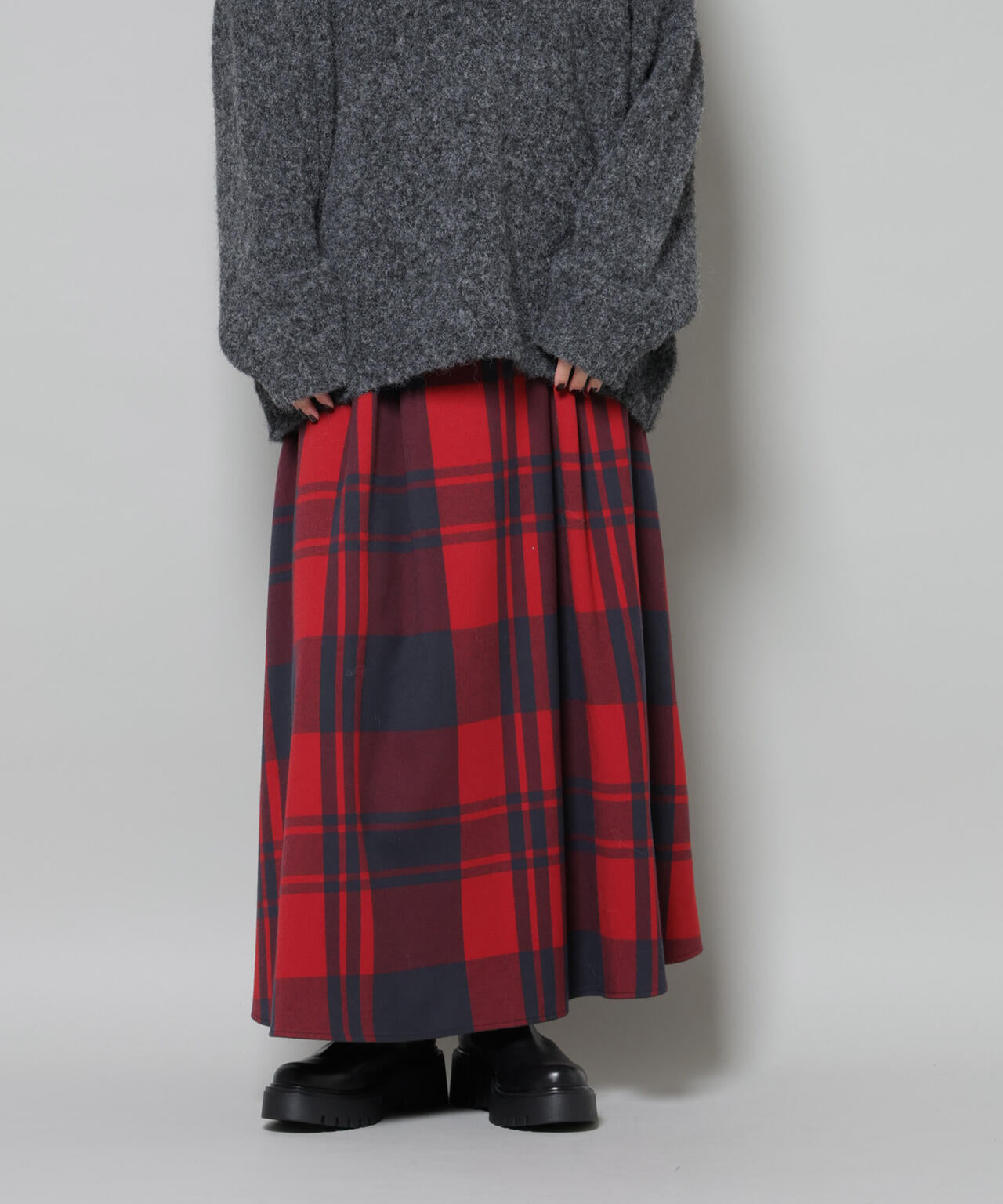 起毛チェックタックフレアスカート 6735230323