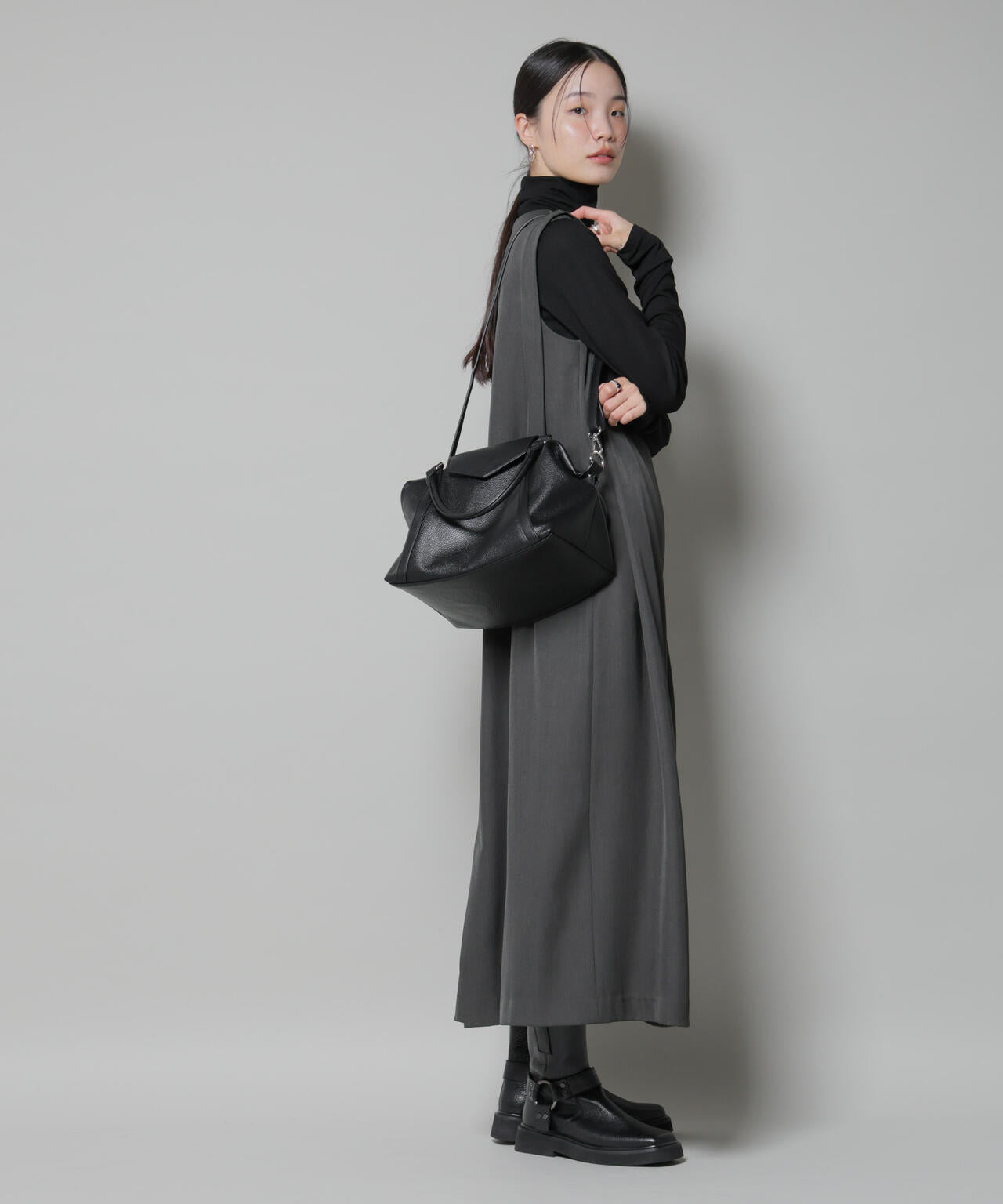 ショルダー付き フラップ ミニボストン