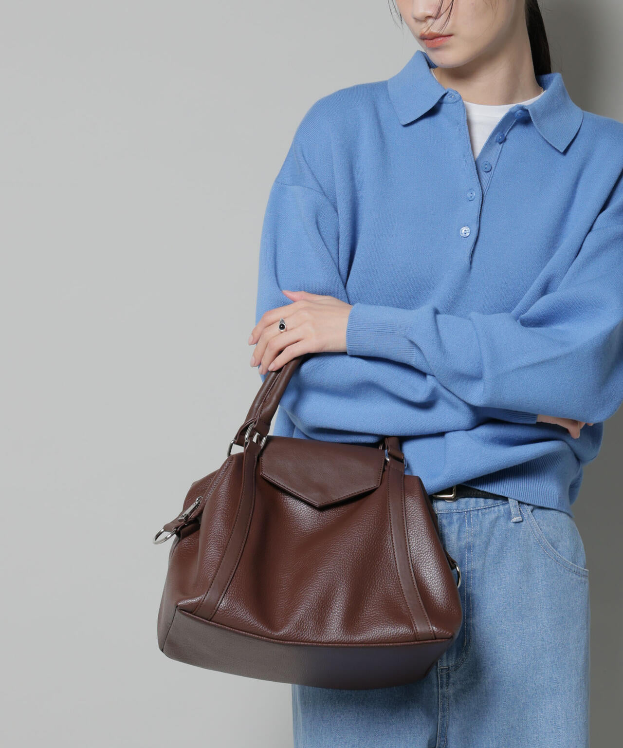 ショルダー付き フラップ ミニボストン