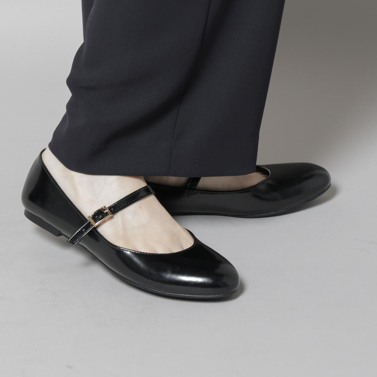 7LS10_美品 プラダ メリージェーン フラットシューズ 黒 ナッパレザー37 6735233304-