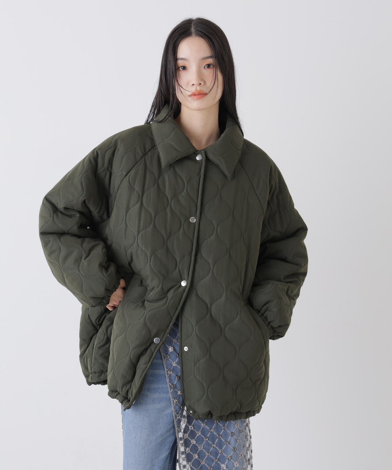 ひょうたんキルト ラグラン ミドルコート