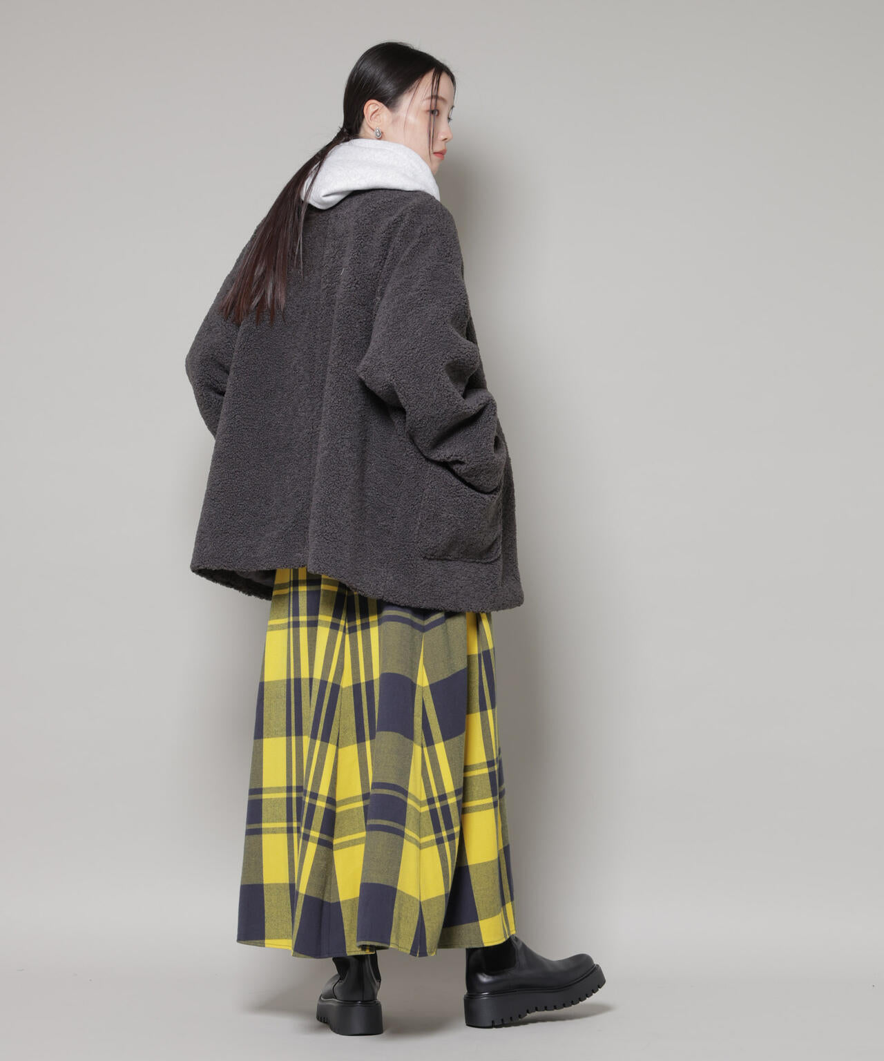 ソフトボアノーカラーミドルコート 6736111301