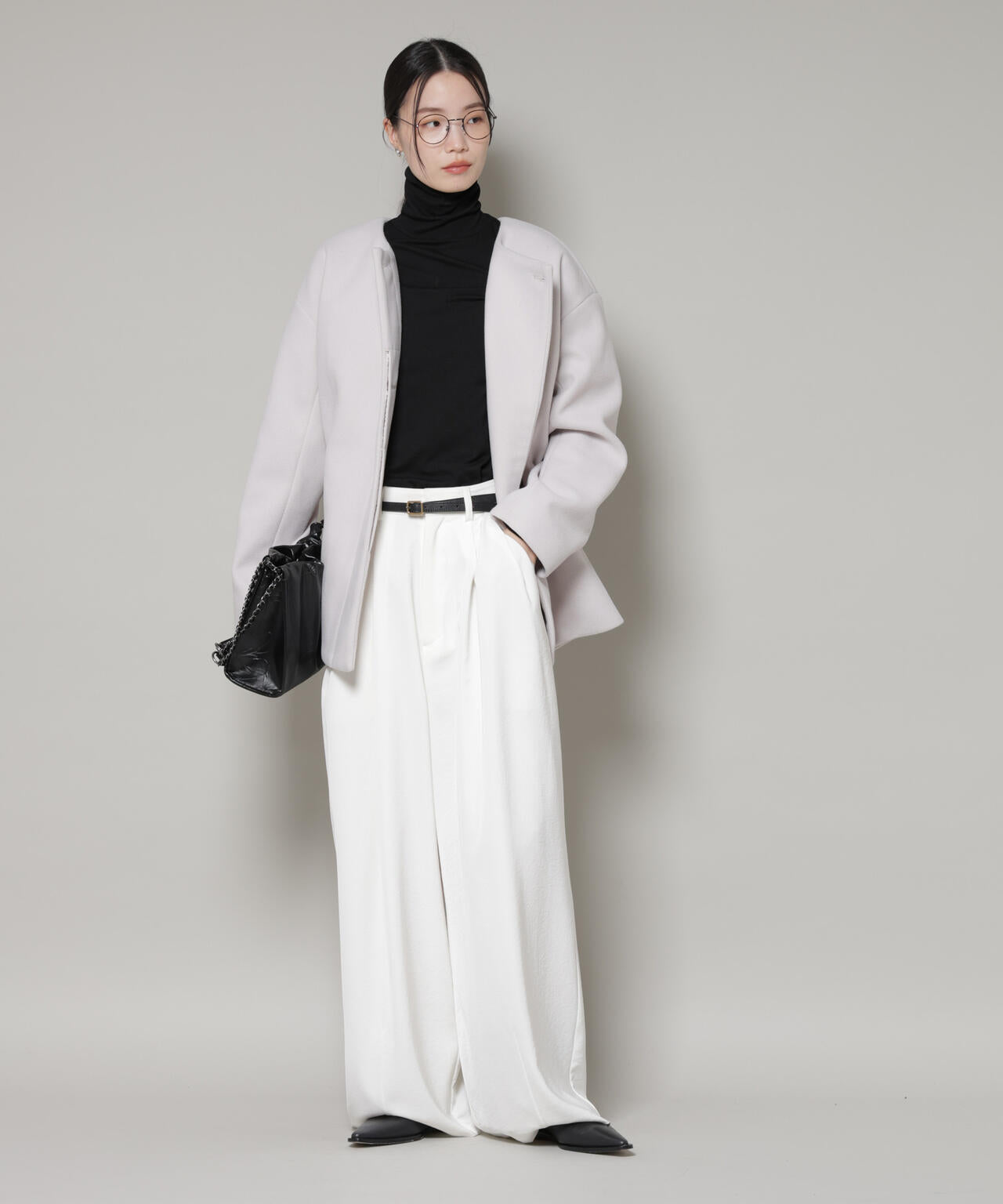 ノーカラーミドルコート 6736111302