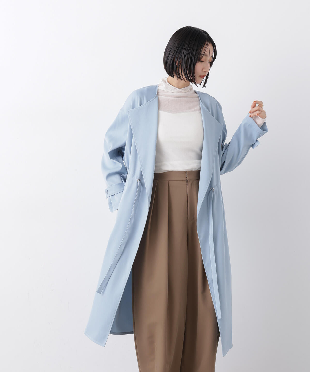 撥水&花粉ガード ドロストノーカラーコート 6736111304