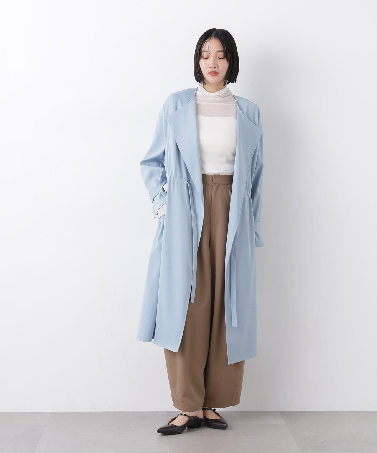 撥水&花粉ガード ドロストノーカラーコート 6736111304