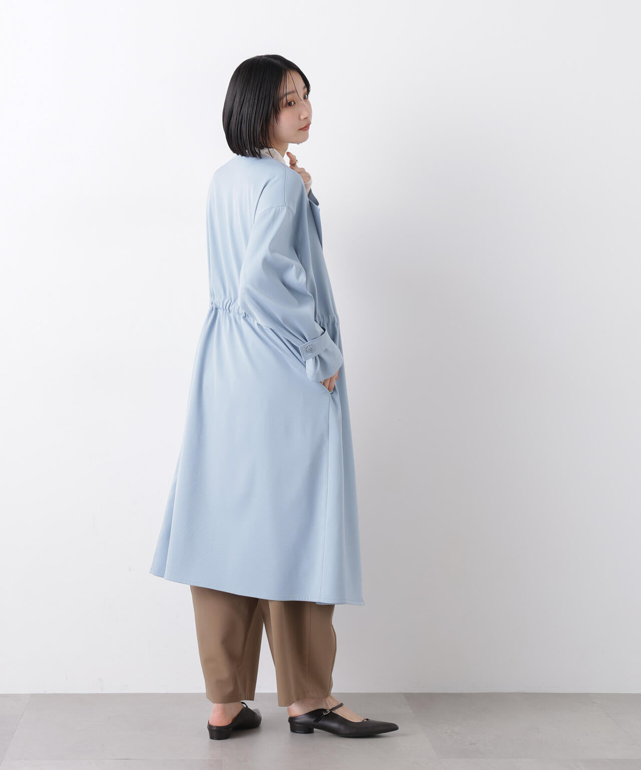 撥水&花粉ガード ドロストノーカラーコート 6736111304