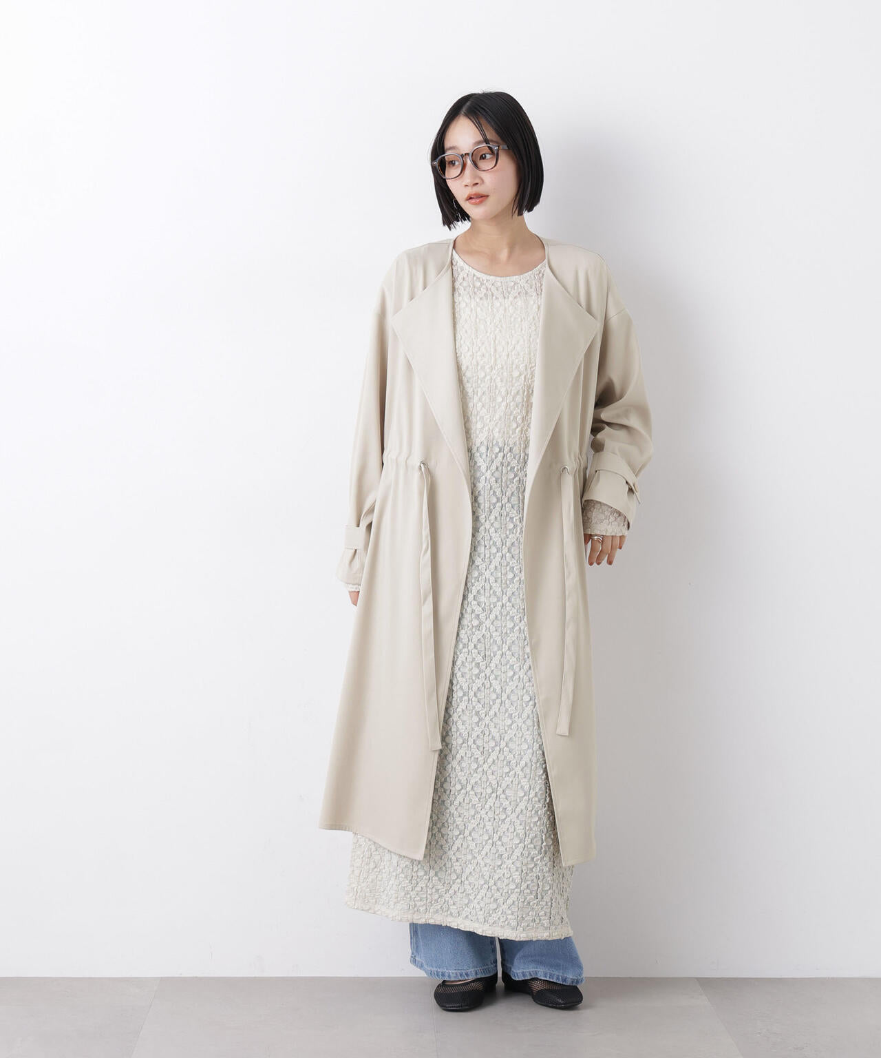 撥水&花粉ガード ドロストノーカラーコート 6736111304