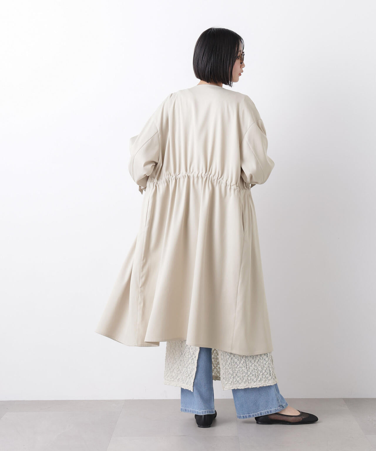 撥水&花粉ガード ドロストノーカラーコート 6736111304