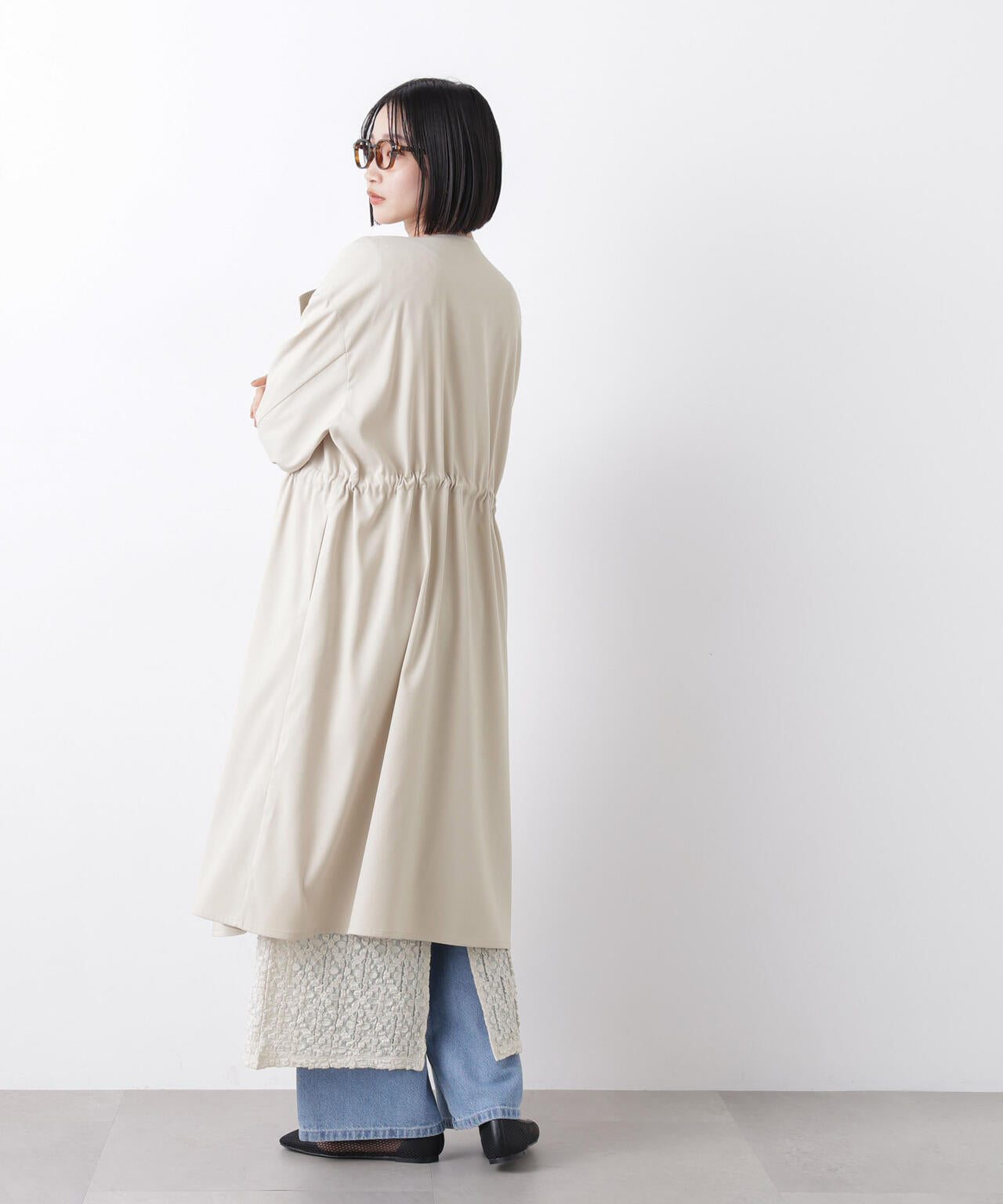 撥水&花粉ガード ドロストノーカラーコート 6736111304