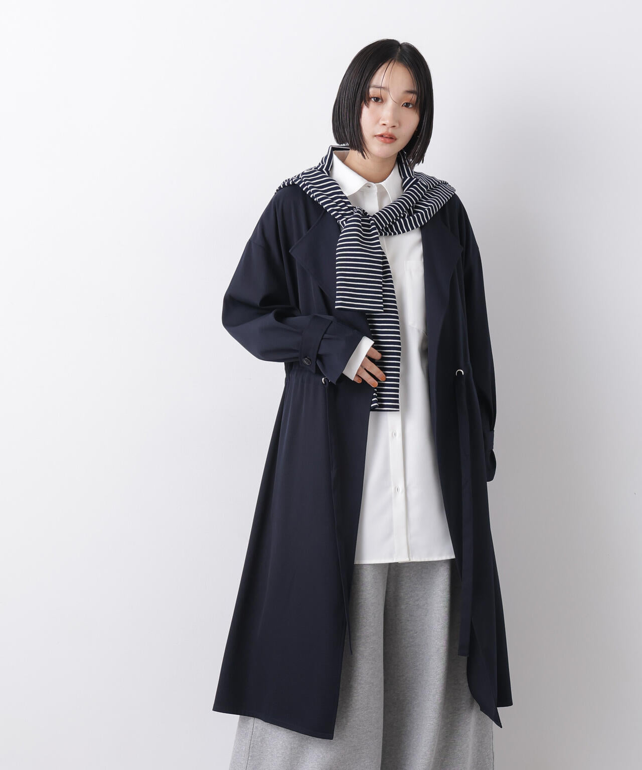 撥水&花粉ガード ドロストノーカラーコート 6736111304