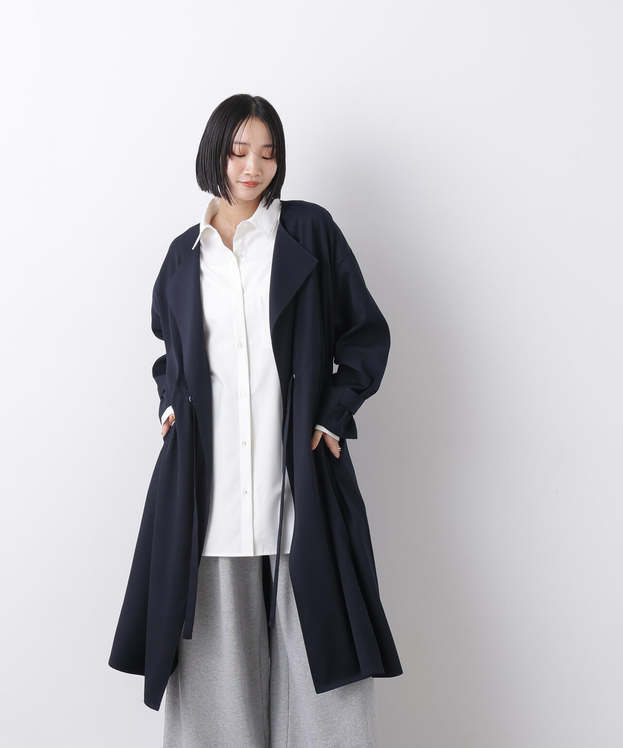 撥水&花粉ガード ドロストノーカラーコート 6736111304