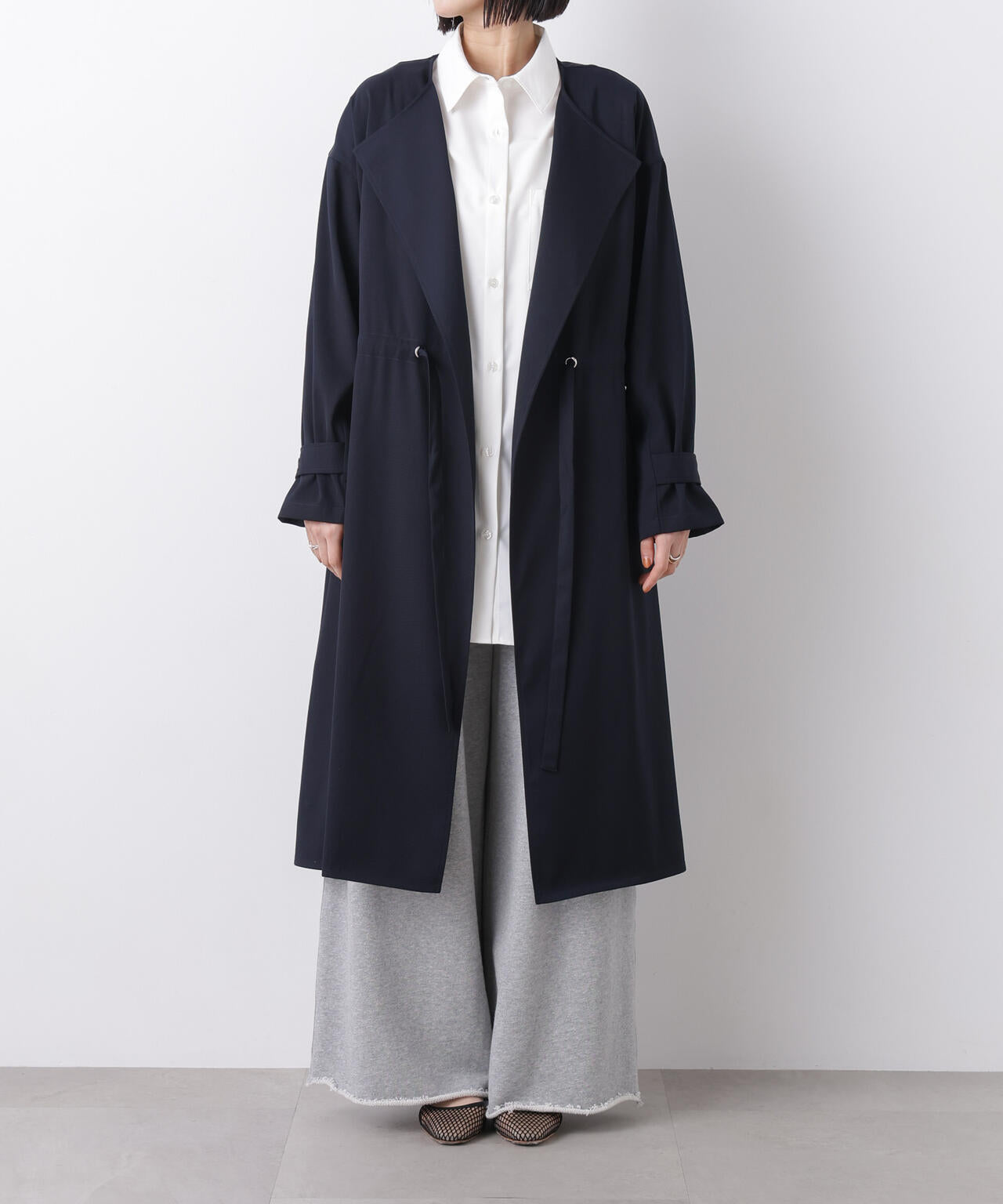 撥水&花粉ガード ドロストノーカラーコート 6736111304