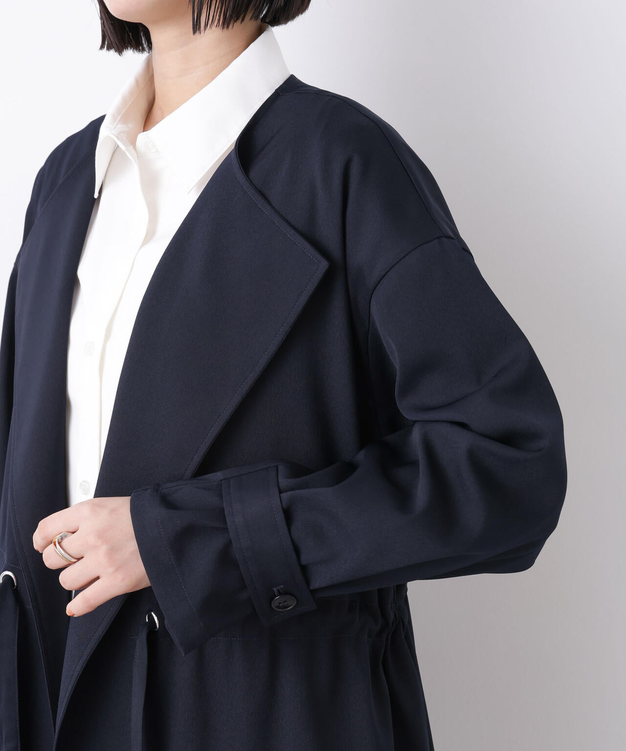 撥水&花粉ガード ドロストノーカラーコート 6736111304