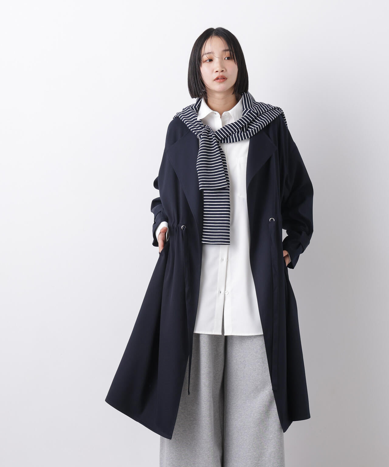 撥水&花粉ガード ドロストノーカラーコート 6736111304